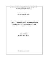 Phân tích trạng thái tới hạn và đánh giá độ tin cậy cho mối hàn laser  