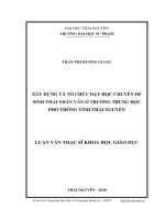 Xây dựng và tổ chức dạy học chuyên đề sinh thái nhân văn ở trường trung học phổ thông tỉnh thái nguyên