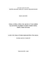 Tăng cường công tác quản lý tài chính tại sở nông nghiệp và phát triển nông thôn, tỉnh yên bái 