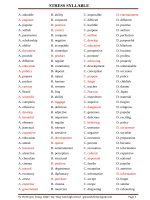 Bài tập trọng âm tiếng anh lớp 10 có đáp án