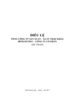 ĐIỀU LỆ TỔNG CÔNG TY SẢN XUẤT – XUẤT NHẬP KHẨU BÌNH DƯƠNG – CÔNG TY CỔ PHẦN