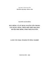 Huy động và sử dụng nguồn vốn trong xây dựng nông thôn mới trên địa bàn huyện phú bình, tỉnh thái nguyên 