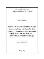 Nghiên cứu tác động của một số hiện tượng thiên tai tới sản xuất nông nghiệp và sinh kế của cộng đồng dân cư tại huyện mai sơn, tỉnh sơn la trong bối cảnh biến đổi khí hậu 