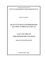 Quản lý sử dụng vốn kinh doanh tại công ty điện lực lào cai