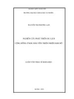 Nghiên cứu phát triển du lịch cộng đồng ở khu bảo tồn thiên nhiên khe rỗ 