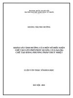 Khảo sát ảnh hưởng của một số điều kiện chế tạo lên phổ phát quang của ZnSMn chế tạo bằng phương pháp thủy nhiệt 
