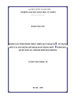 Đánh giá tình hình thực hiện quy hoạch sử dụng đất và xây dựng kế hoạch sử dụng đất năm 2015 quận hải an, thành phố hải phòng  
