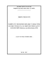 Nghiên cứu thành phần hóa học và hoạt tính gây độc tế bào của các hợp chất phân lập từ loài hải miên haliclona varia (bowerbank, 1875) 