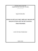 Đánh giá kết quả thực hiện quy hoạch, kế hoạch sử dụng đất huyện tam đảo, tỉnh vĩnh phúc  luận văn ths  quản lý đất đai 