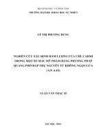 Nghiên cứu xác định hàm lượng của chì, cadmi trong một số mẫu mỹ phẩm bằng phương pháp quang phổ hấp thụ nguyên tử không ngọn lửa ( GF   AAS)    