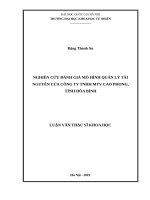 Nghiên cứu đánh giá mô hình quản lý tài nguyên của công ty TNHH MTV cao phong, tỉnh hòa bình 