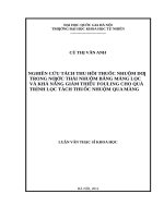 Nghiên cứu tách thu hồi thuốc nhuộm dư trong nước thải nhuộm bằng màng lọc và khả năng giảm thiểu fouling cho quá trình lọc tách thuốc nhuộm qua màng 