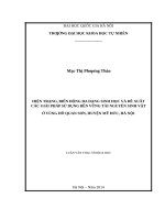 Hiện trạng, biến động đa dạng sinh học và đề xuất các giải pháp sử dụng bền vững tài nguyên sinh vật ở vùng hồ quan sơn, huyện mỹ đức, hà nội 