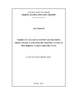 Nghiên cứu xây dựng cơ sở dữ liệu hệ thống thông tin địa lý (GIS) tỉnh phú thọ phục vụ bảo vệ môi trường và phát triển bền vững   