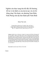 Nghiên cứu thực trạng thu hồi đất, bồi thường, hỗ trợ và tái định cư của dự án nạo vét, kè bờ đông sông vân thuộc các phường nam bình, ninh phong trên địa bàn thành phố ninh bình 