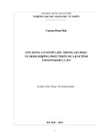 Xây dựng cơ sở dữ liệu trong GIS phục vụ định  hướng phát triển du lịch tỉnh savannakhet, lào 
