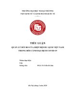 quản lý rủi ro của hiệp hội du lịch việt nam trong bối cảnh đại dịch covid 19 