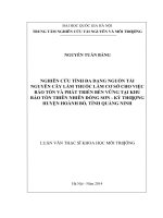 Nghiên cứu tính đa dạng nguồn tài nguyên cây làm thuốc làm cơ sở cho việc bảo tồn và phát triển bền vững tại khu bảo tồn thiên nhiên đồng sơn   kỳ thượng, huyện hoành bồ 