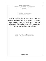 Nghiên cứu, đánh giá tình hình cấp giấy chứng nhận quyền sử dụng đất, quyền sở hữu nhà ở và tài sản khác gắn liền với đất cho hộ gia đình, cá nhân huyện thanh trì, hà nội 