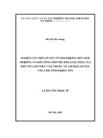 Nghiên cứu một số yếu tố ảnh hưởng đến sinh trưởng và khả năng hấp thụ kim loại nặng của một số loài thực vật thuộc xã chỉ đạo, huyện văn lâm, tỉnh hưng yên 