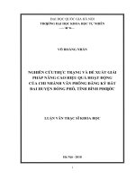 Nghiên cứu thực trạng và đề xuất giải pháp nâng cao hiệu quả hoạt động của chi nhánh văn phòng đăng ký đất đai huyện đồng phú, tỉnh bình phước  