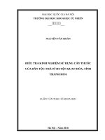 Điều tra kinh nghiệm sử dụng cây thuốc của dân tộc thái ở huyện quan hóa, tỉnh thanh hóa 