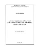 Đánh giá tiềm năng khai thác nguồn năng lượng khí sinh học từ các hoạt động chăn nuôi tại huyện thanh liêm, tỉnh hà nam 