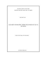 Giải một số phương trình tích phân kỳ dị và áp dụng   