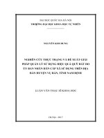 Nghiên cứu thực trạng và đề xuất giải pháp quản lý sử dụng có hiệu quả quỹ đất do ủy ban nhân dân xã sử dụng trên địa bàn huyện vụ bản, tỉnh nam định   