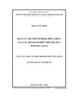 Quản lý thu hồi nợ bảo hiểm xã hội bảo hiểm y tế bảo hiểm tự nguyện của các doanh nghiệp trên địa bàn tỉnh bắc giang