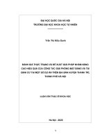 Đánh giá thực trạng và đề xuất giải pháp nhằm nâng cao hiệu quả của công tác giải phóng mặt bằng và tái định cư tại một số dự án trên địa bàn huyện thanh trì, thành phố hà nội 
