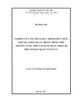 Nghiên cứu xây dựng quy trình phân tích một số anion quan trọng trong môi trường nước trên cơ sở sử dụng thiết bị điện di mao quản xách tay 
