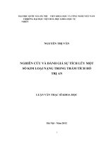 Nghiên cứu và đánh giá sự tích lũy một số kim loại nặng trong trầm tích hồ trị an 