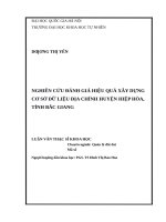 Nghiên cứu đánh giá hiệu quả xây dựng cơ sở dữ liệu địa chính huyện hiệp hòa, tỉnh bắc giang   