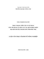 Thực trạng tiếp cận và sử dụng vốn tín dụng ưu đãi của các hộ nghèo trên địa bàn huyện thanh sơn tỉnh phú thọ 