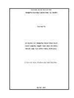 Sử dụng các phương pháp tính toán chất lượng  nước cho một số sông thuộc lưu vực sông nhuệ,  sông đáy 