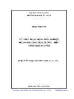 Tổ chức hoạt động trải nghiệm trong dạy học địa lí lớp 12 THPT tỉnh thái nguyên