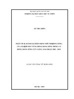 Phân tích, đánh giá biến động môi trường sống của người dân vùng đồng bằng sông hồng và đồng bằng sông cửu long, giai đoạn 2002 2010   