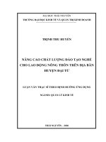 (Luận văn thạc sĩ) Nâng cao chất lượng đào tạo nghề cho lao động nông thôn trên địa bàn huyện Đại Từ