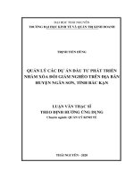 Quản lý các dự án đầu tư phát triển nhằm xóa đói giảm nghèo trên địa bàn huyện ngân sơn, tỉnh bắc kạn