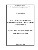 (Luận văn thạc sĩ) Nâng cao hiệu quả sử dụng vốn kinh doanh tại Công ty Cổ phần vật liệu xây dựng Lào Cai