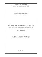 Thế tương tác nguyên tử và áp dụng để tính các tham số nhiệt động trong lý thuyết XAFS 