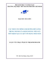 các nhân tố chính ảnh hưởng đến lòng trung thành của khách hàng tiền gửi tiết kiệm tại các quỹ tín dụng nhân dân 