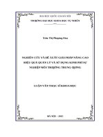 Nghiên cứu và đề xuất giải pháp nâng cao hiệu quả quản lý và sử dụng kinh phí sự nghiệp môi trường trung ương   