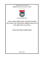 Tách và định lượng đồng thời một số phẩm màu trong thực phẩm bằng phương pháp sắc kí lỏng hiệu năng cao (HPLC) 