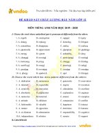 Đề khảo sát chất lượng đầu năm môn Tiếng Anh lớp 12 năm học 2019-2020