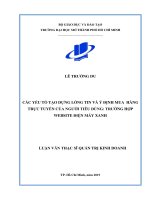 các yếu tố tạo dựng lòng tin và ý định mua hàng trực tuyến của người tiêu dùng trường hợp website điện máy xanh 