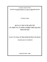Quản lý nhà nước đối với các hợp tác xã nông nghiệp trên địa bàn tỉnh yên bái
