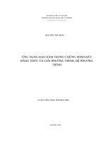 Ứng dụng đạo hàm trong chứng minh bất đẳng thức và giải phương trình, hệ phương trình 