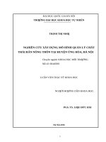 Nghiên cứu xây dựng mô hình quản lý chất thải rắn nông thôn tại huyện ứng hòa, hà nội 